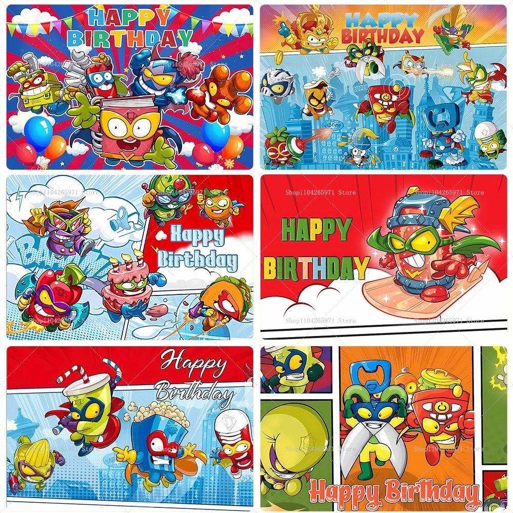 Baby Food Plan - Cartoon SuperZings Photography Backdrop Children Birthday