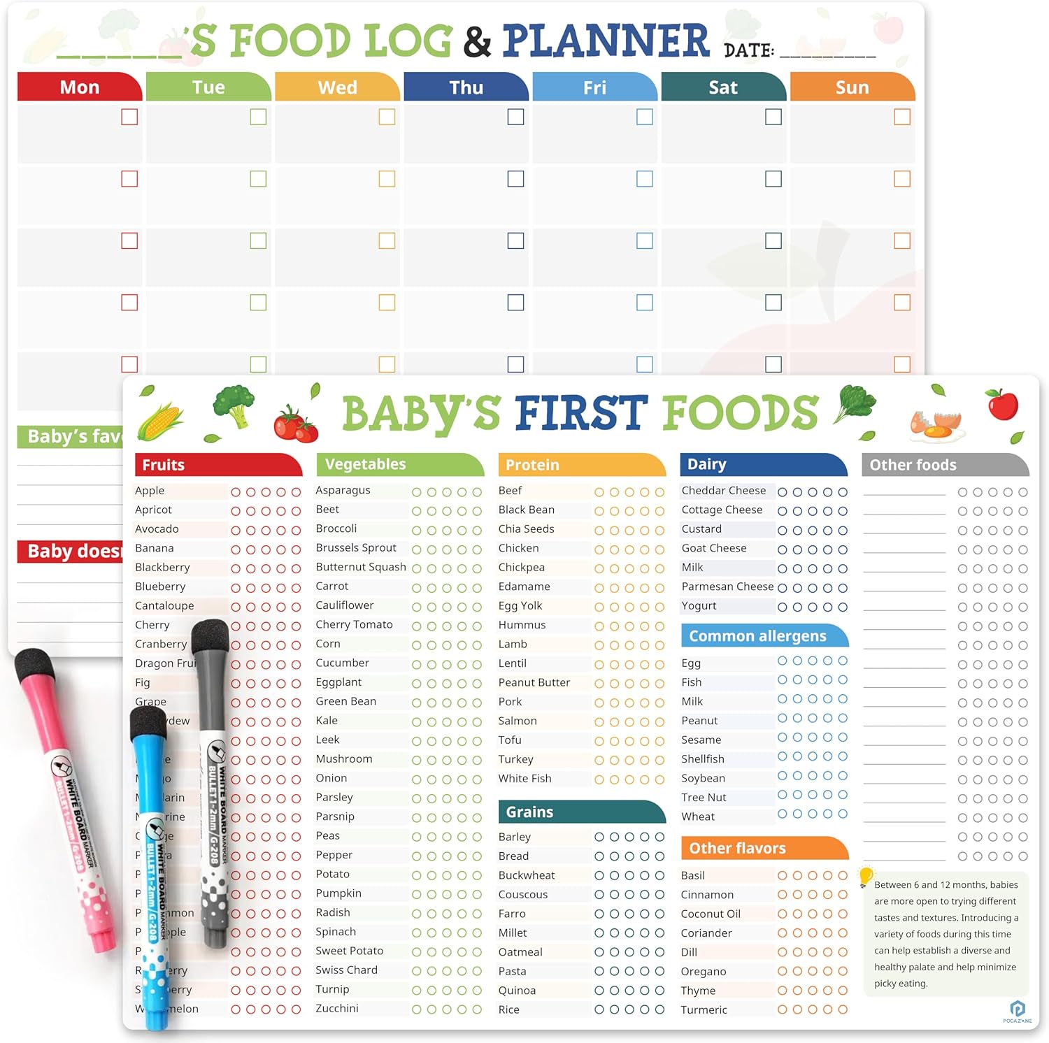 Baby Food Tracker - Set of 2 Baby First Foods