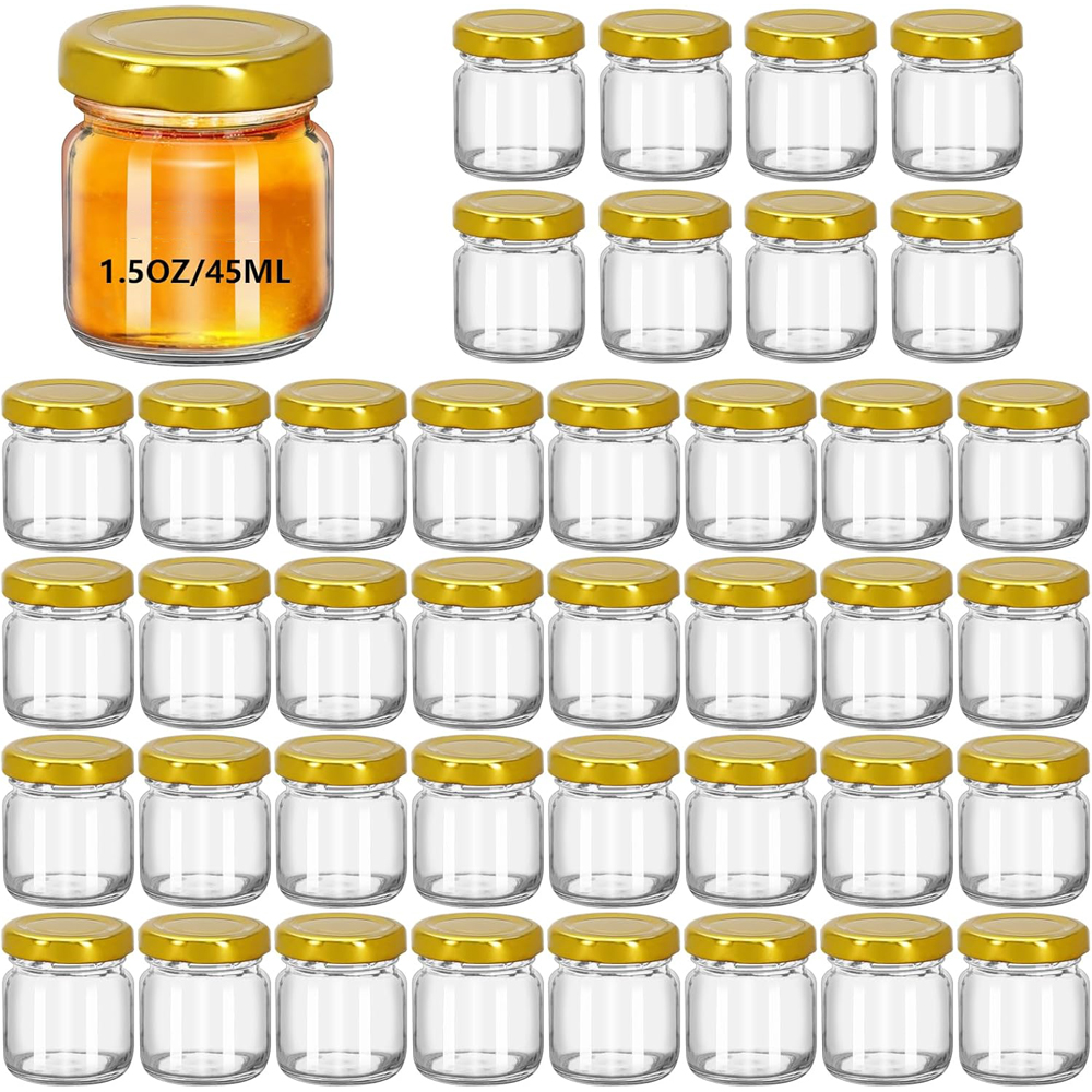 Baby Food Jars Glass - 1.5 oz Round Mini Clear Honey