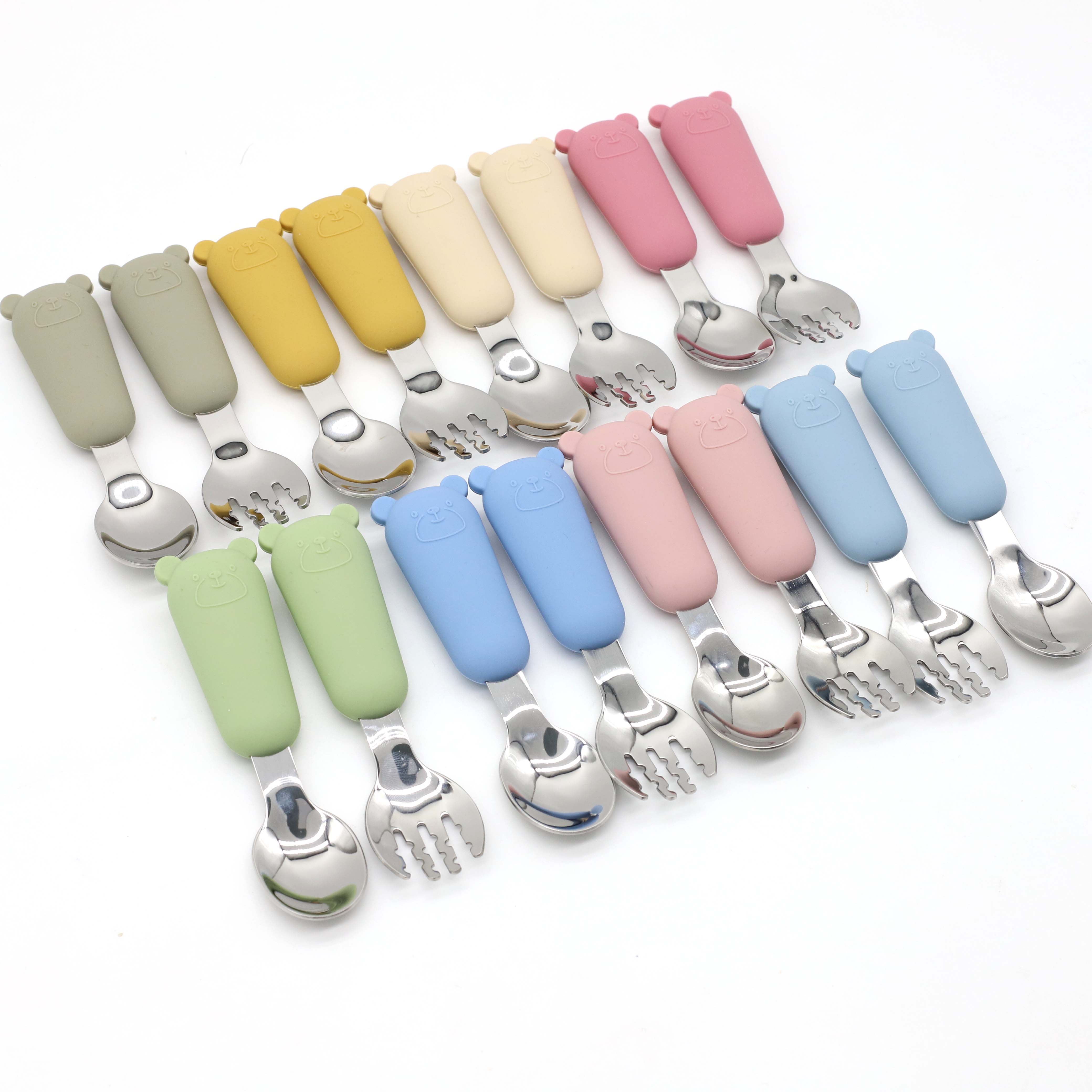 Baby Food Little Spoon - New Little Bear Cartoon Stainless Steel