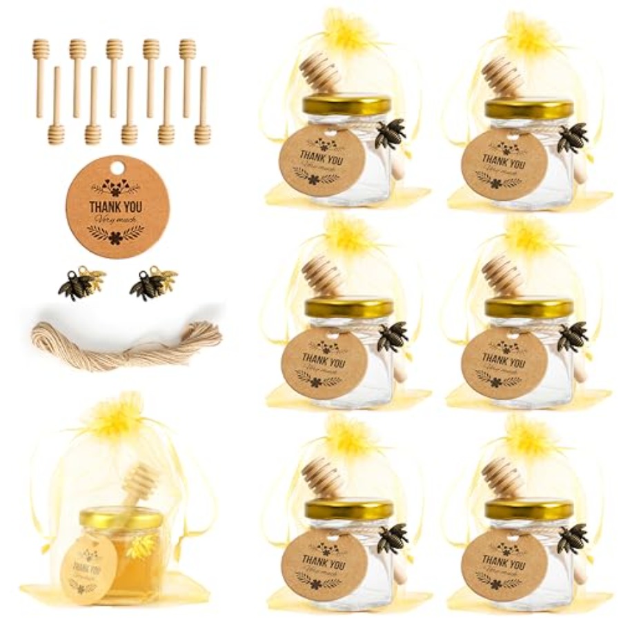 Baby Food Jars Glass - 1.5oz 6Pack Mini Glass Hexagon Jars