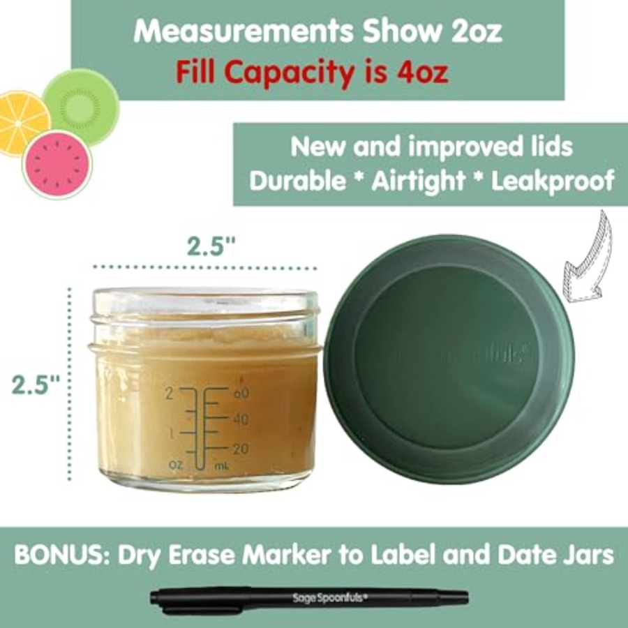 Sage Spoonfuls -12 Pack 4 oz B - Baby Food Jars Glass recension och pris