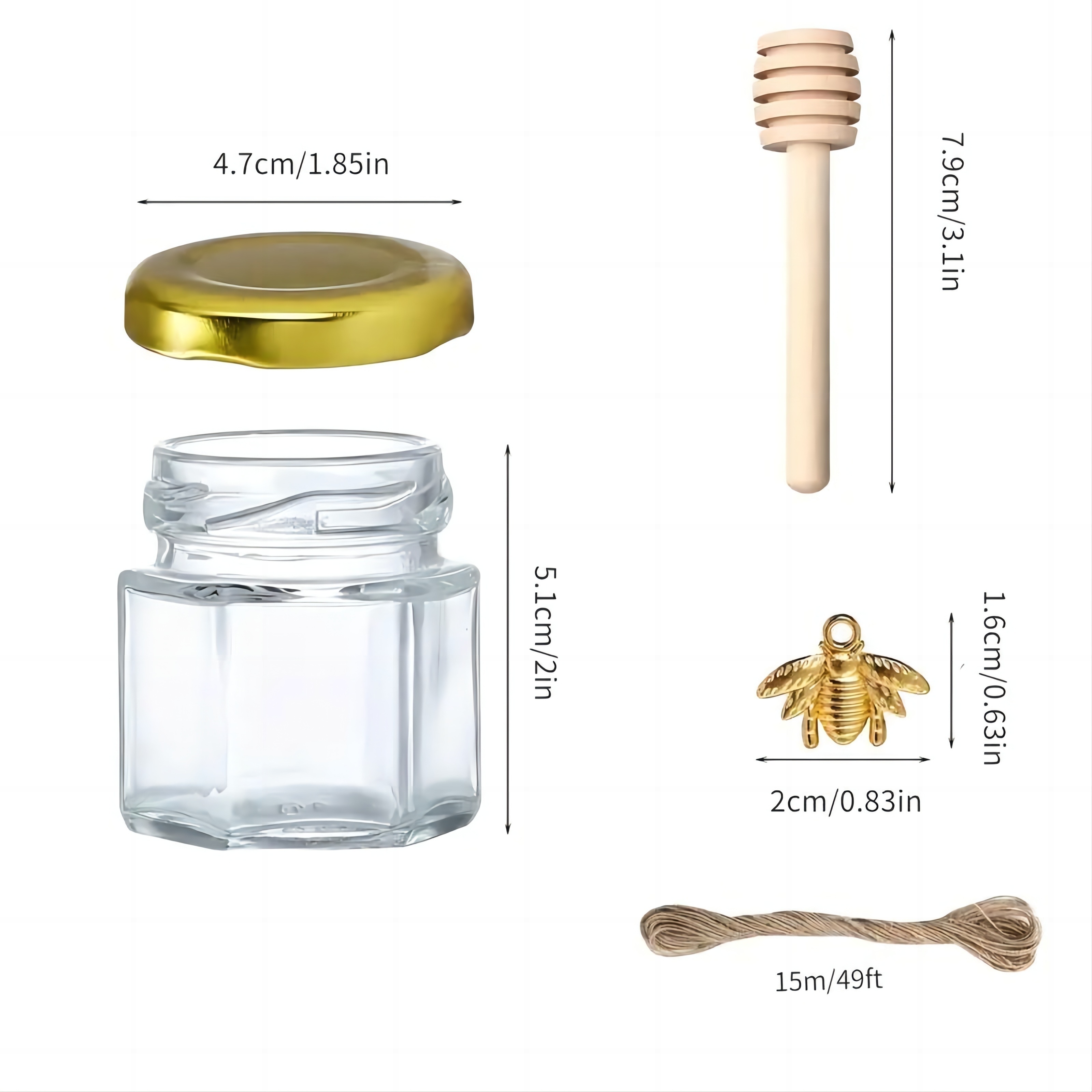 1.5 Oz Hexagon Mini Glass Hone - Baby Food Jars Glass recension och pris