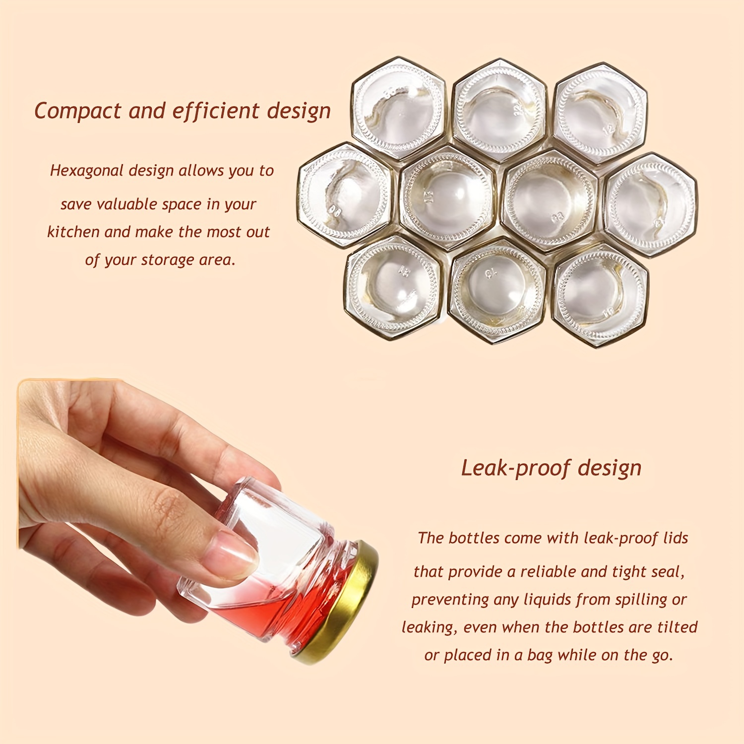 1.5 Oz Hexagon Mini Glass Hone - Baby Food Jars Glass recension och pris