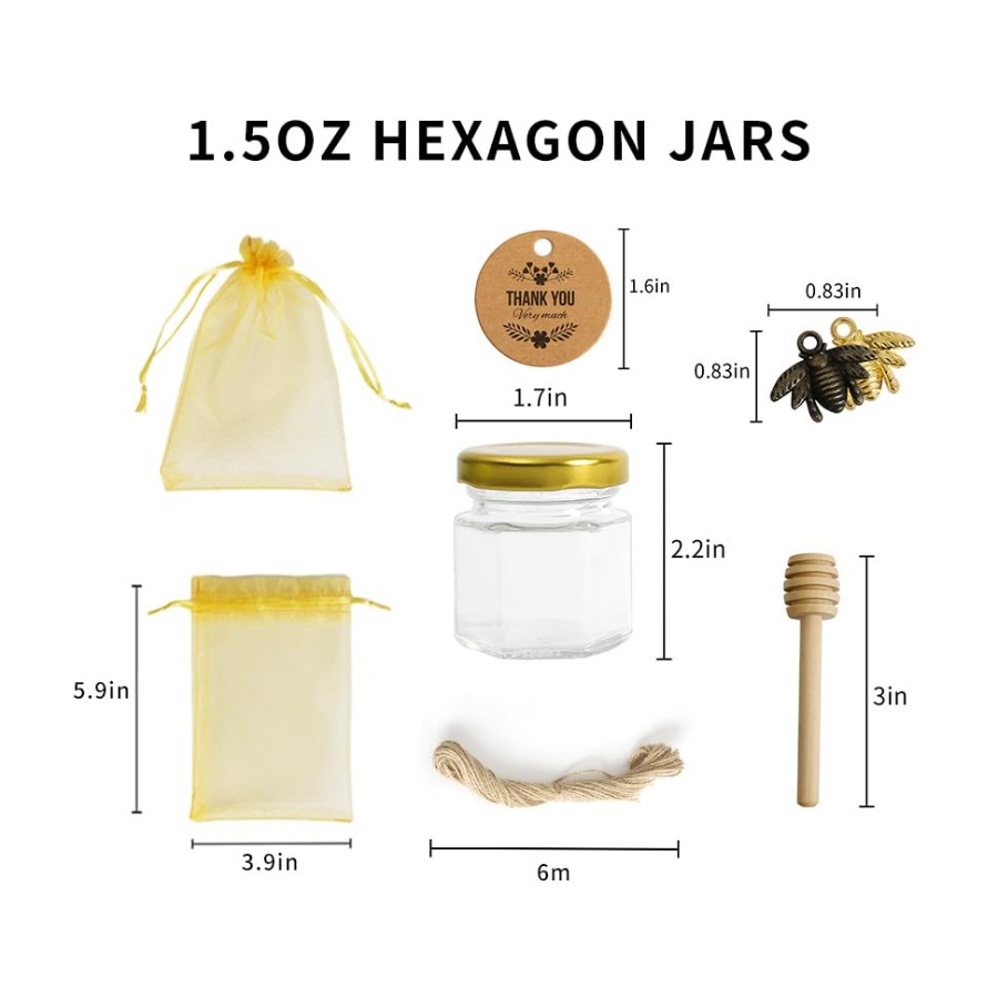 1.5oz 6Pack Mini Glass Hexagon - Baby Food Jars Glass recension och pris